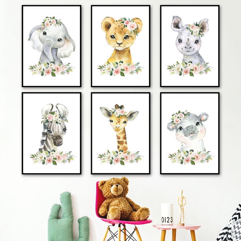 Baby Nursery Animal Prints - Постеры с цветочными узорами и животными