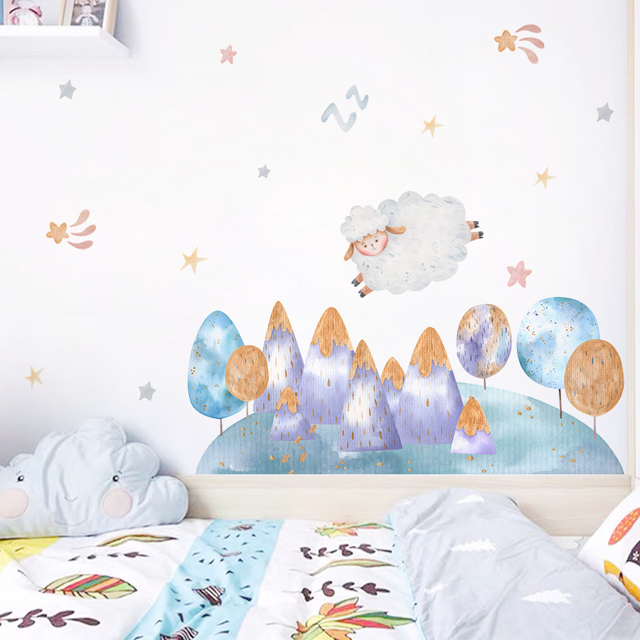 Baby Nursery Tree - Мультяшная милая овца, летающее лесное дерево,