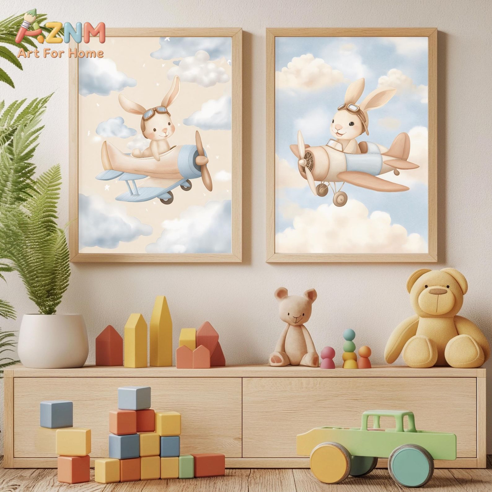 Baby Nursery Animal Theme - Набор из 2 настенных панно с