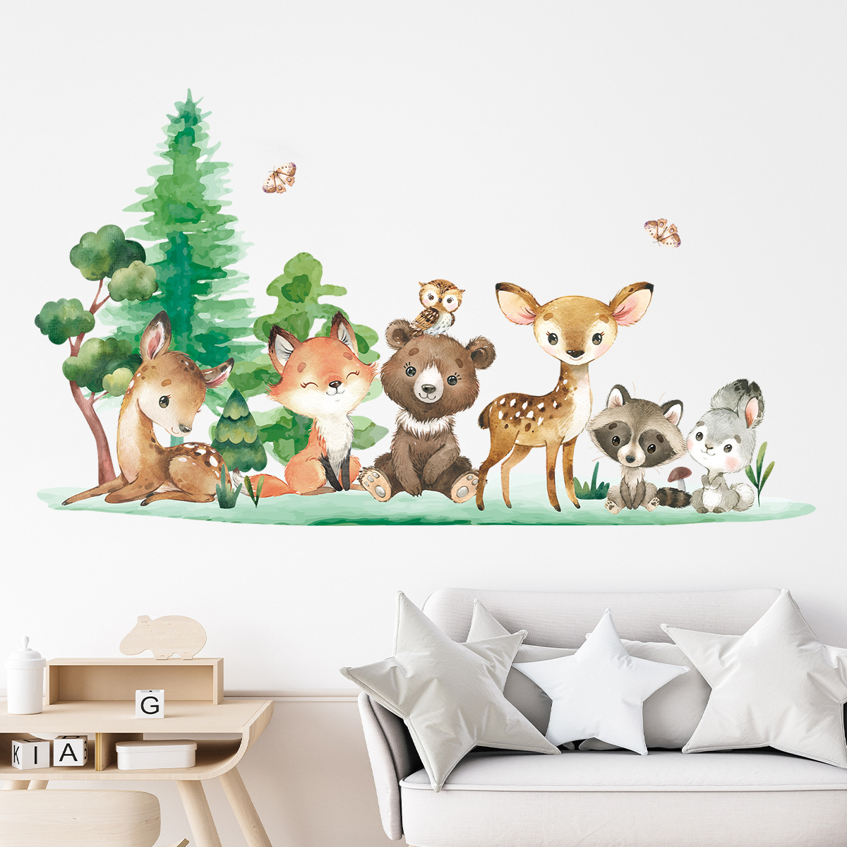 Baby Nursery Animal Theme - Лесные животные тема медведь олень кролик