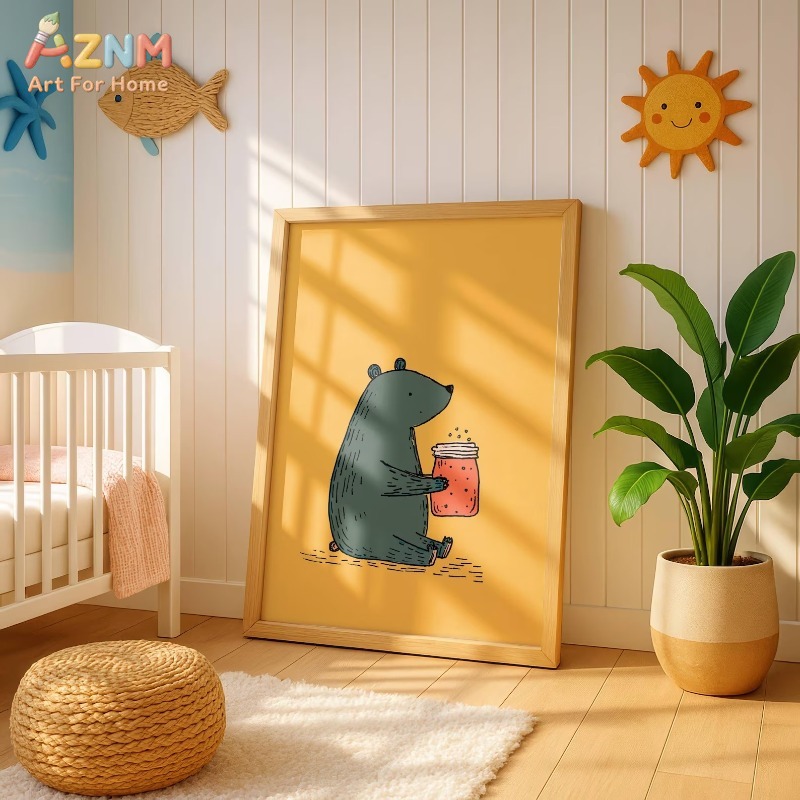 Baby Nursery Yellow - Настенное искусство на холсте AZNM: Мультяшный