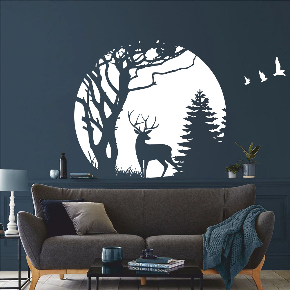 Baby Nursery Tree - Круг Лес Олень Сосна Наклейка на