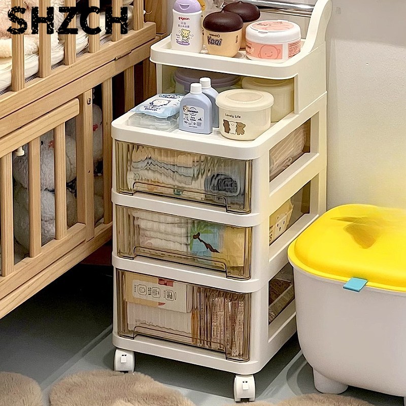 Baby Nursery Cart - Трехуровневая передвижная тележка для хранения, мобильная