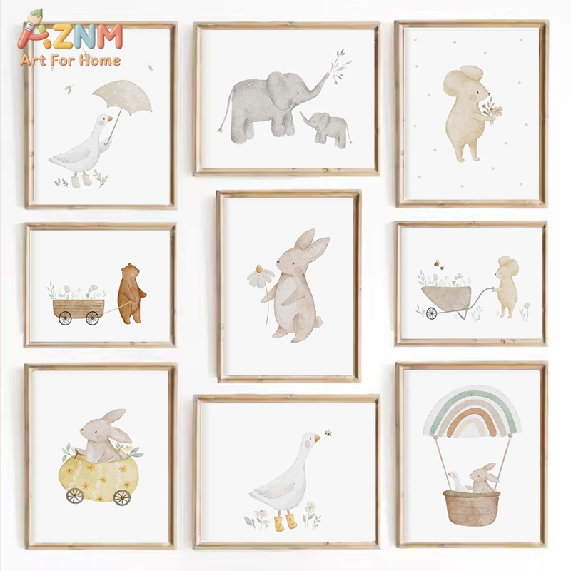 Baby Nursery Gender Neutral - Настенный принт AZNM «Нейтральные детские животные»