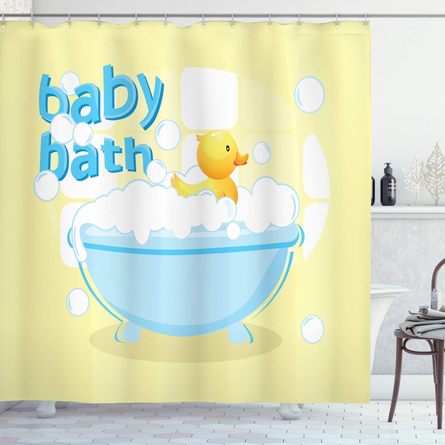 Baby Nursery Yellow - Желтая занавеска для детской ванной с