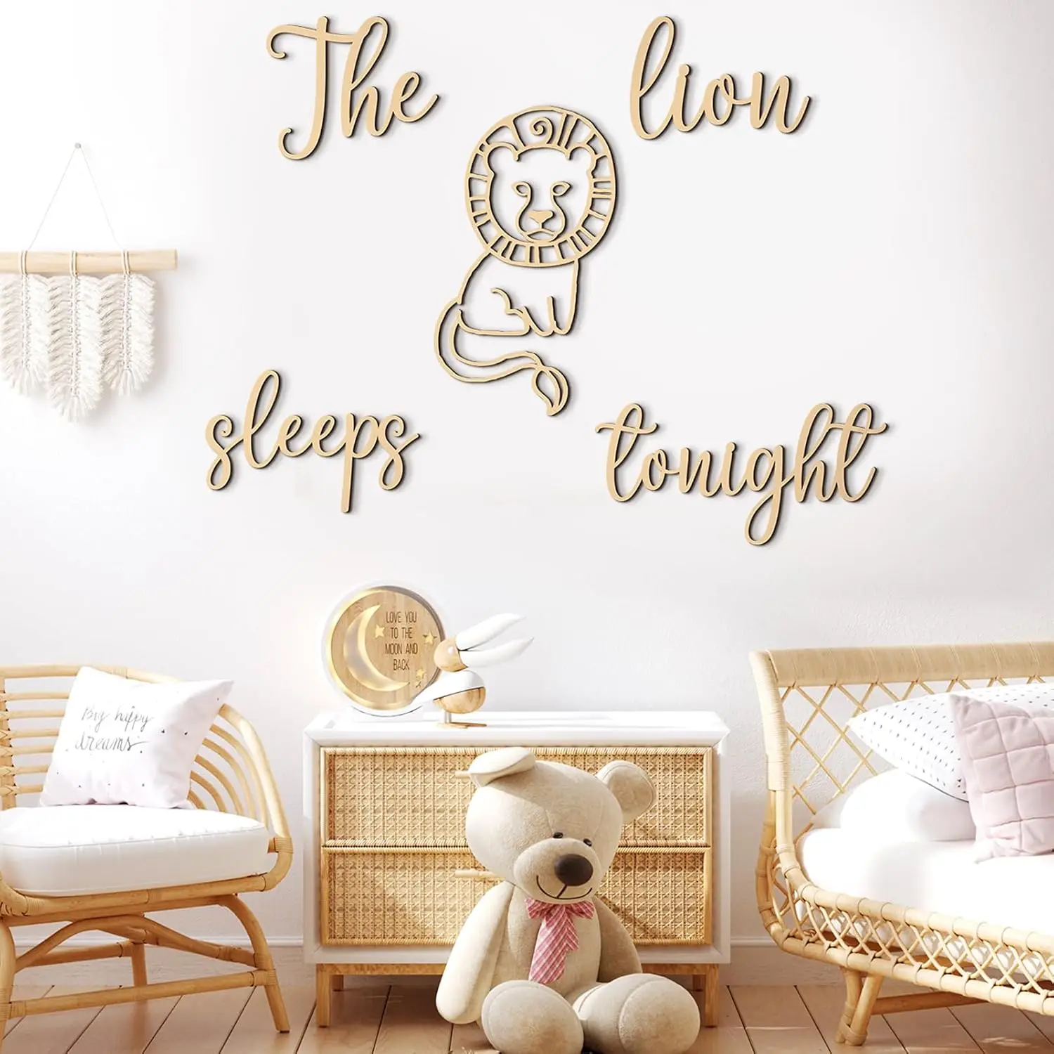 Baby Nursery Animal Theme - Деревянный настенный декор The Lion Sleeps