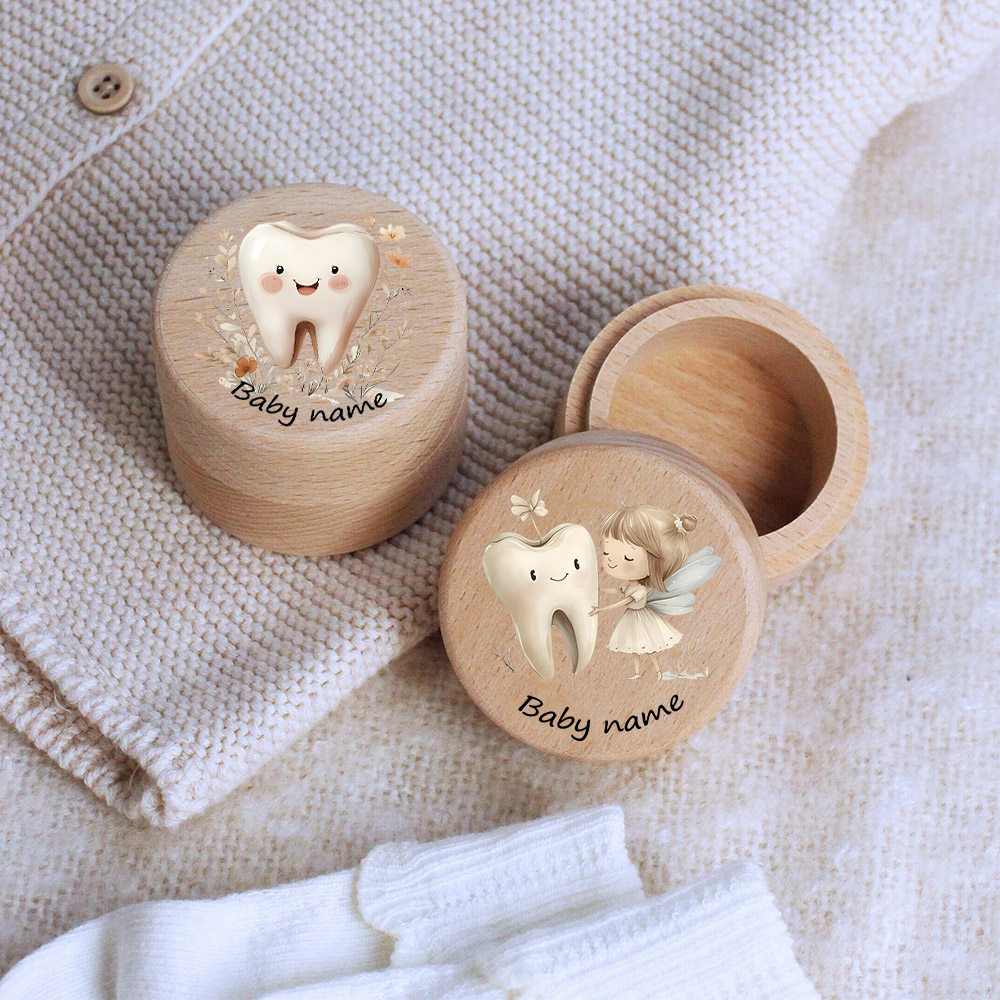 Baby Keepsake Box - Персонализированные детские первые зубы, деревянная коробка