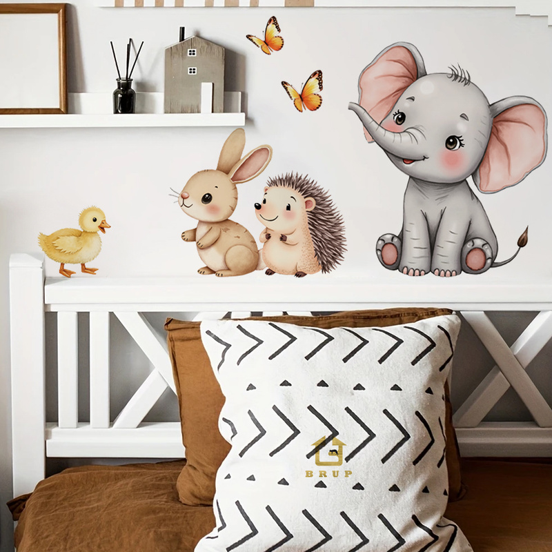 Baby Nursery Room - Наклейка на стену с мультяшными животными-Слон
