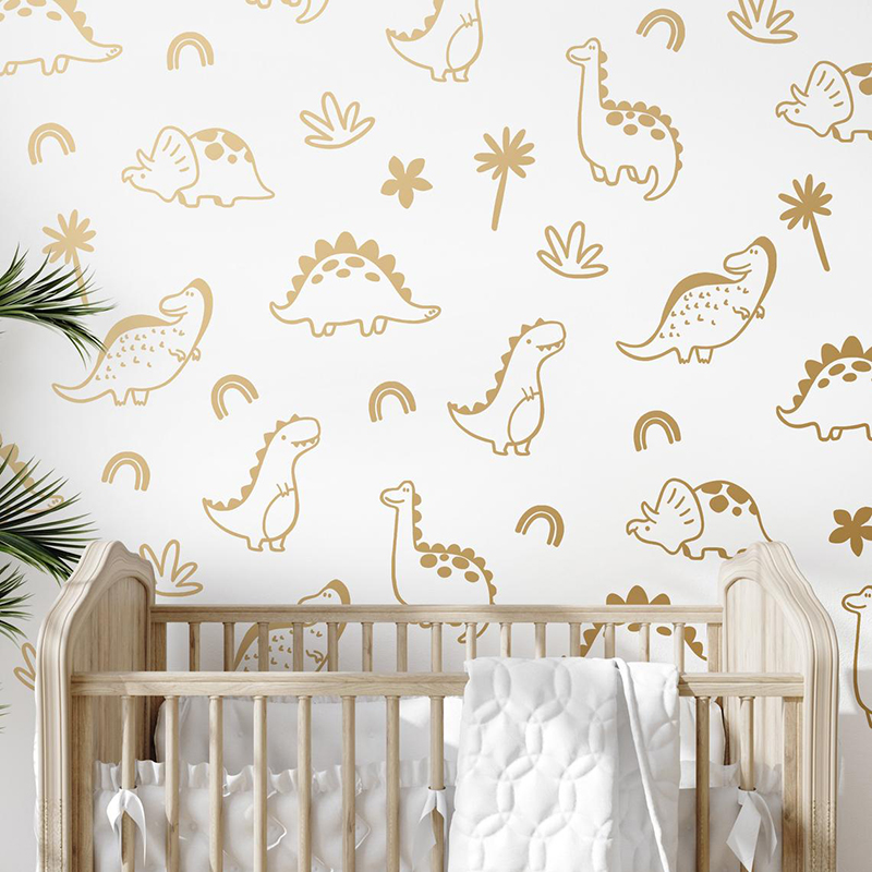 Baby Nursery Tree - Геометрическое дерево динозавра, Радуга, стикер на