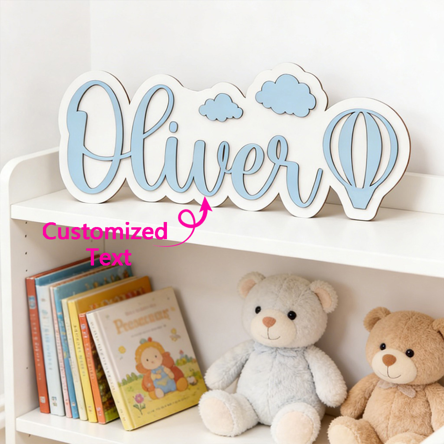 Baby Nursery Room - Персонализированная табличка для комнаты с воздушным