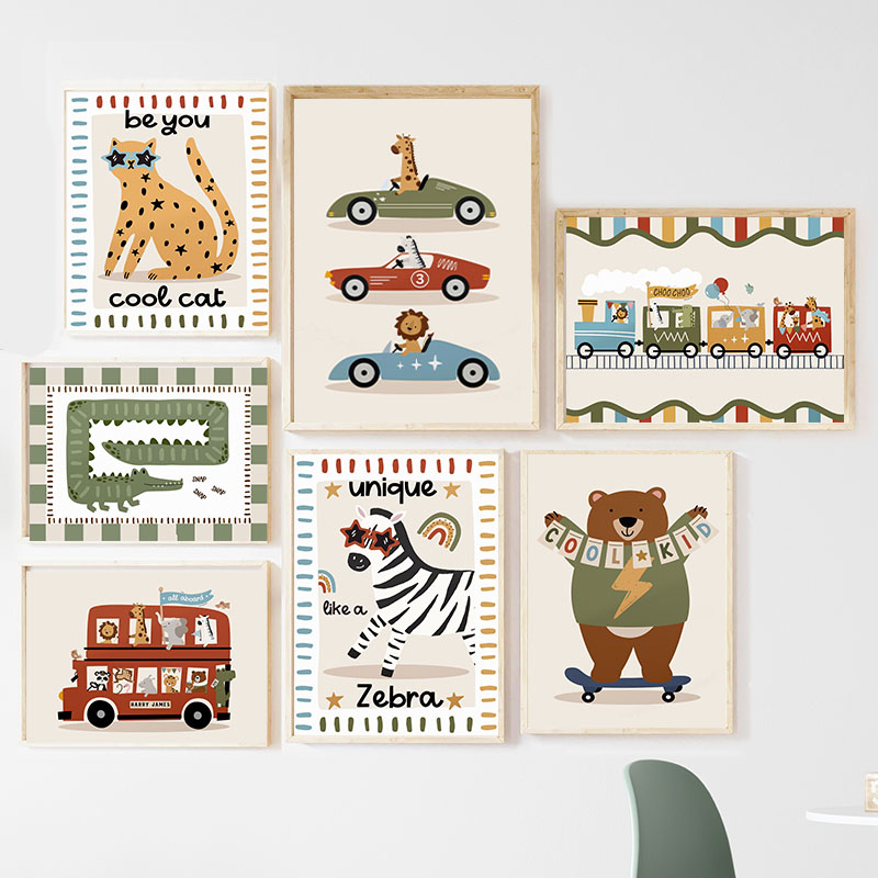 Забавные мультяшные животные:  – обзор и цена Baby Nursery Animal Prints