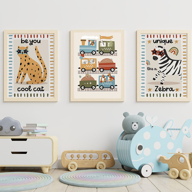 Забавные мультяшные животные:  – обзор и цена Baby Nursery Animal Prints