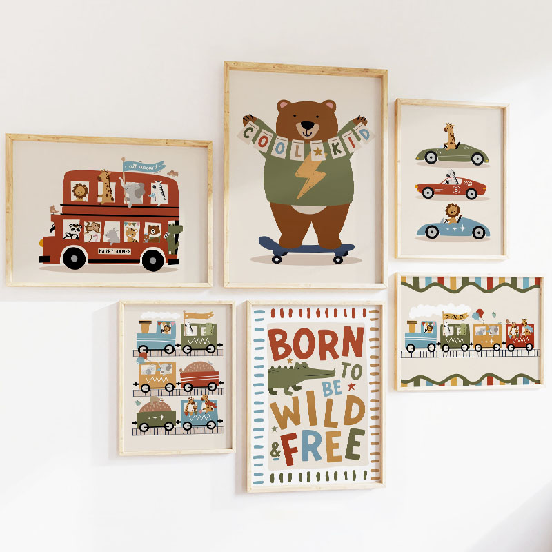 Забавные мультяшные животные:  – обзор и цена Baby Nursery Animal Prints