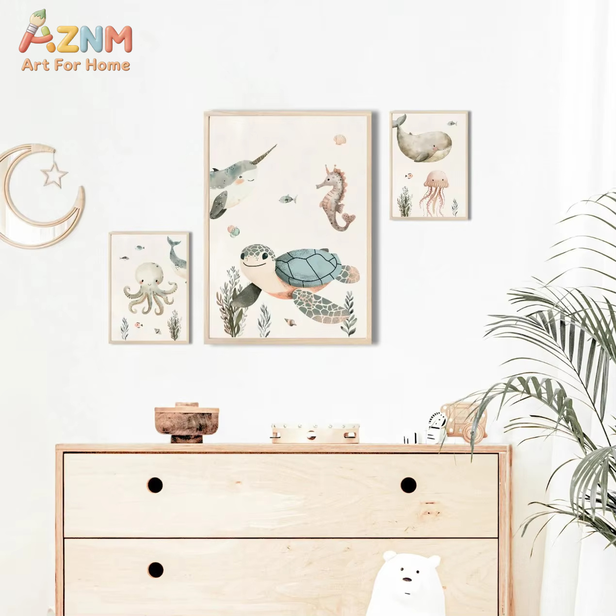 AZNM Картина на холсте с милым – обзор и цена Baby Nursery Animal Prints