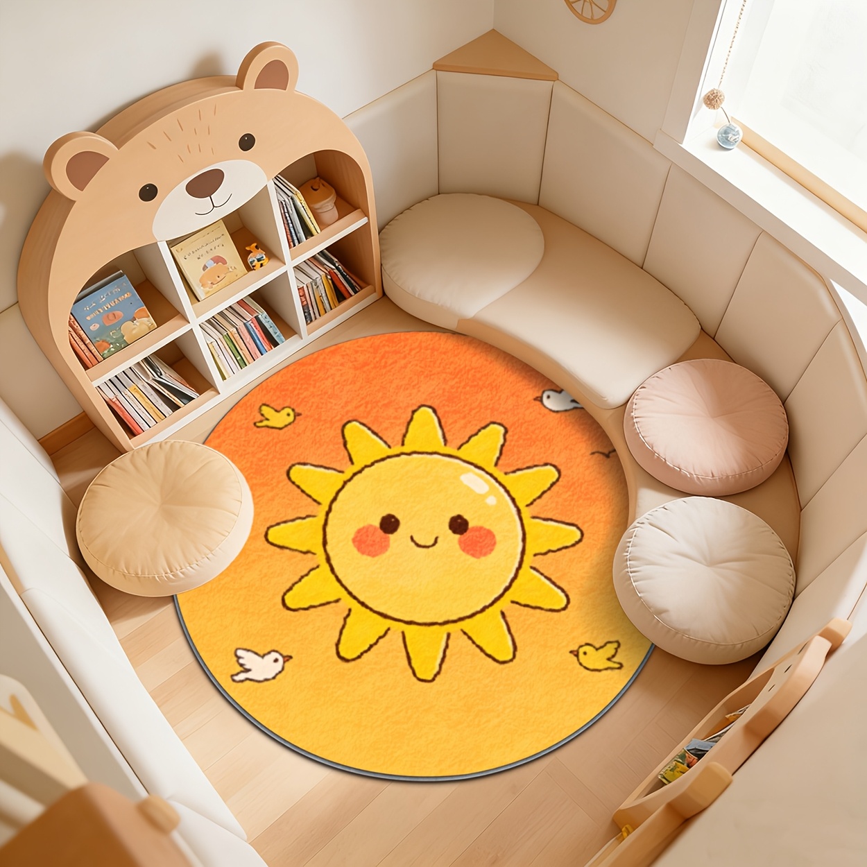 Детский круглый коврик-солнце, – обзор и цена Baby Nursery Yellow