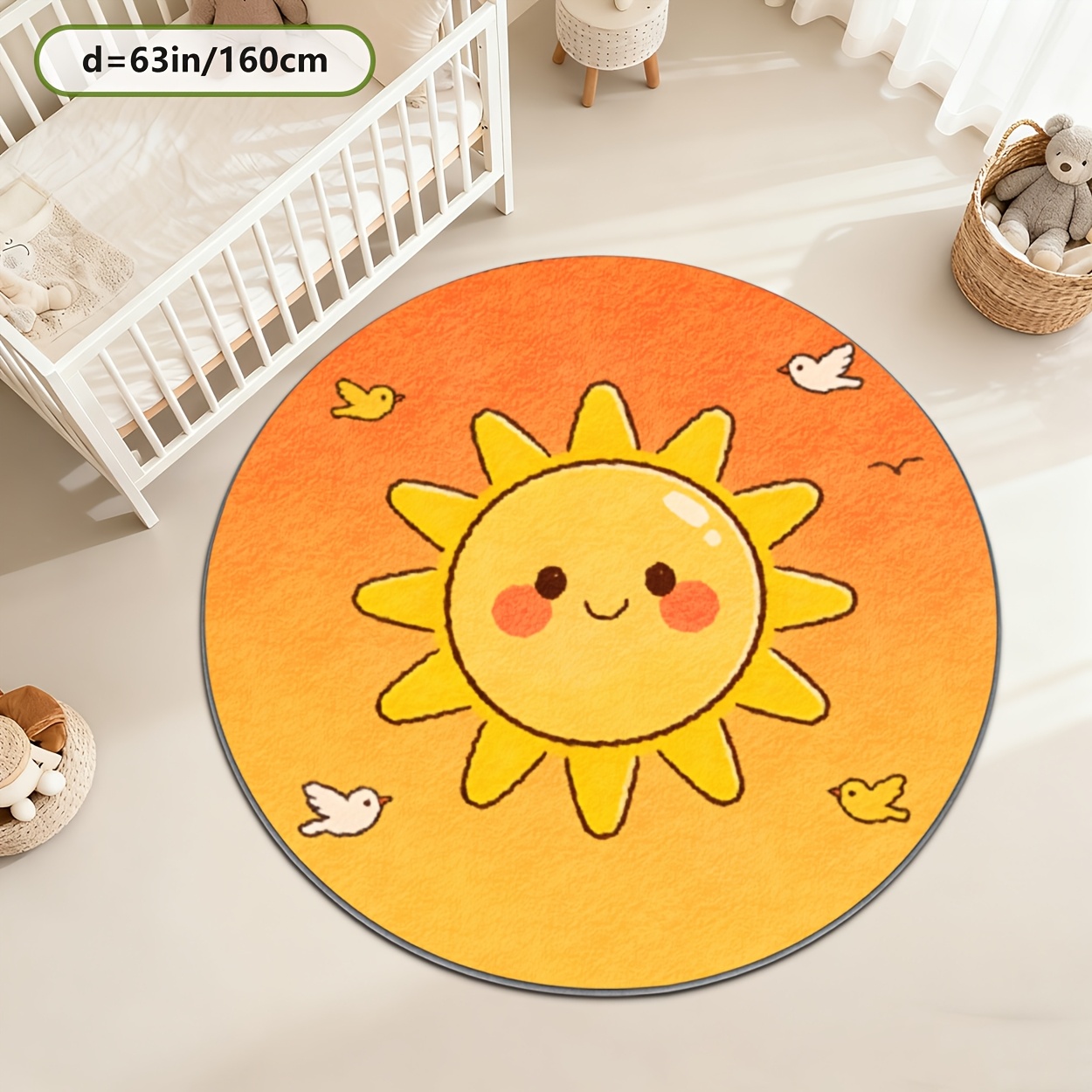 Детский круглый коврик-солнце, – обзор и цена Baby Nursery Yellow
