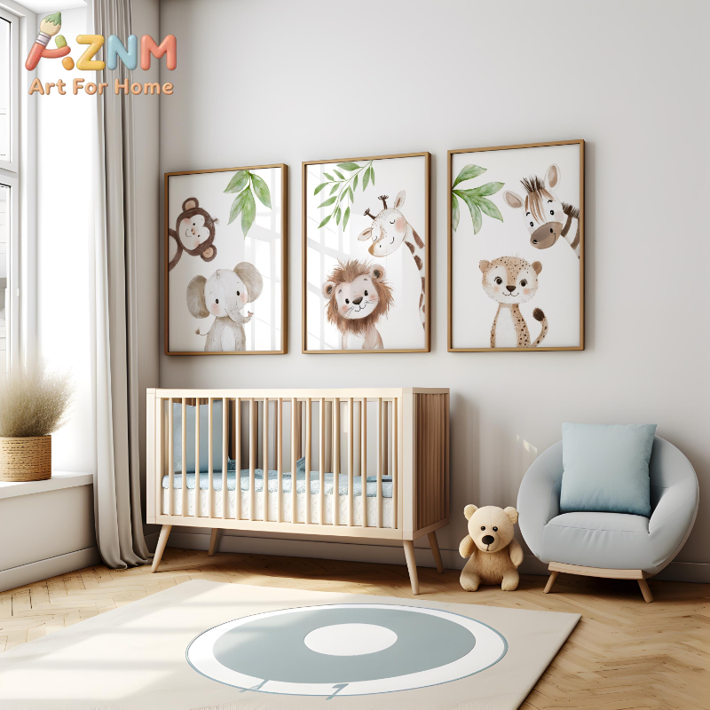 1 шт./3 шт. Наборы принтов с и – обзор и цена Baby Nursery Animal Theme