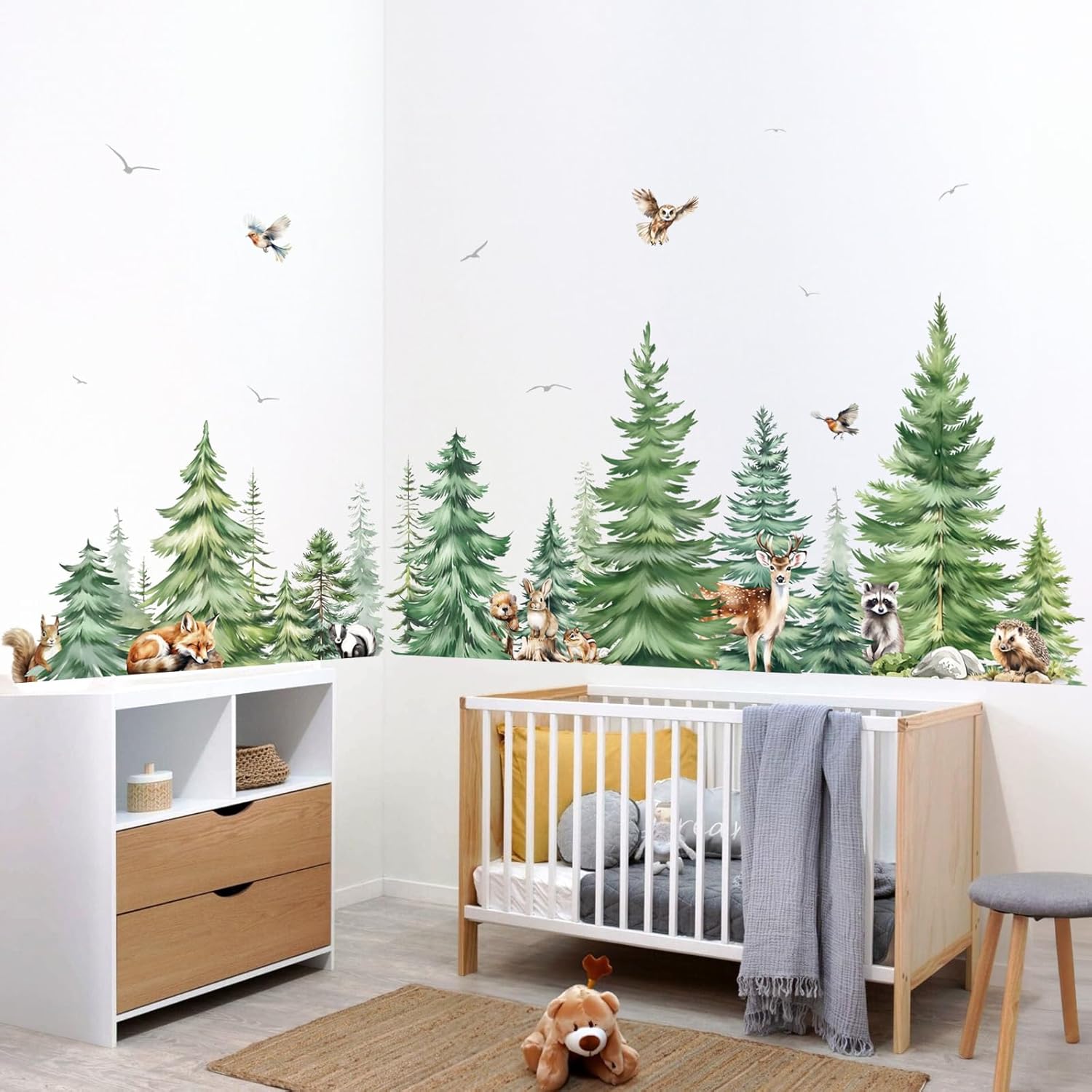 Большие акварельные сосны, жив – обзор и цена Baby Nursery Tree