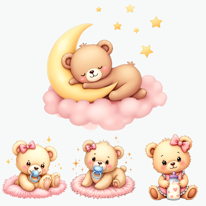 Набор милых наклеек с медвежат – обзор и цена Baby Nursery Yellow