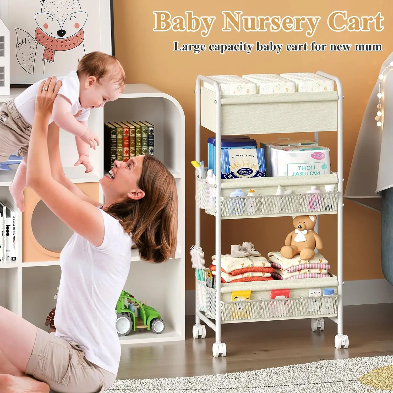 Трехъярусная тележка-органайзе – обзор и цена Baby Nursery Cart