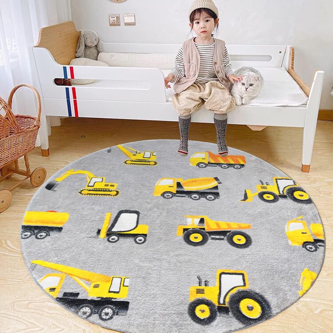 Серый круглый коврик с желтыми – обзор и цена Baby Nursery Yellow