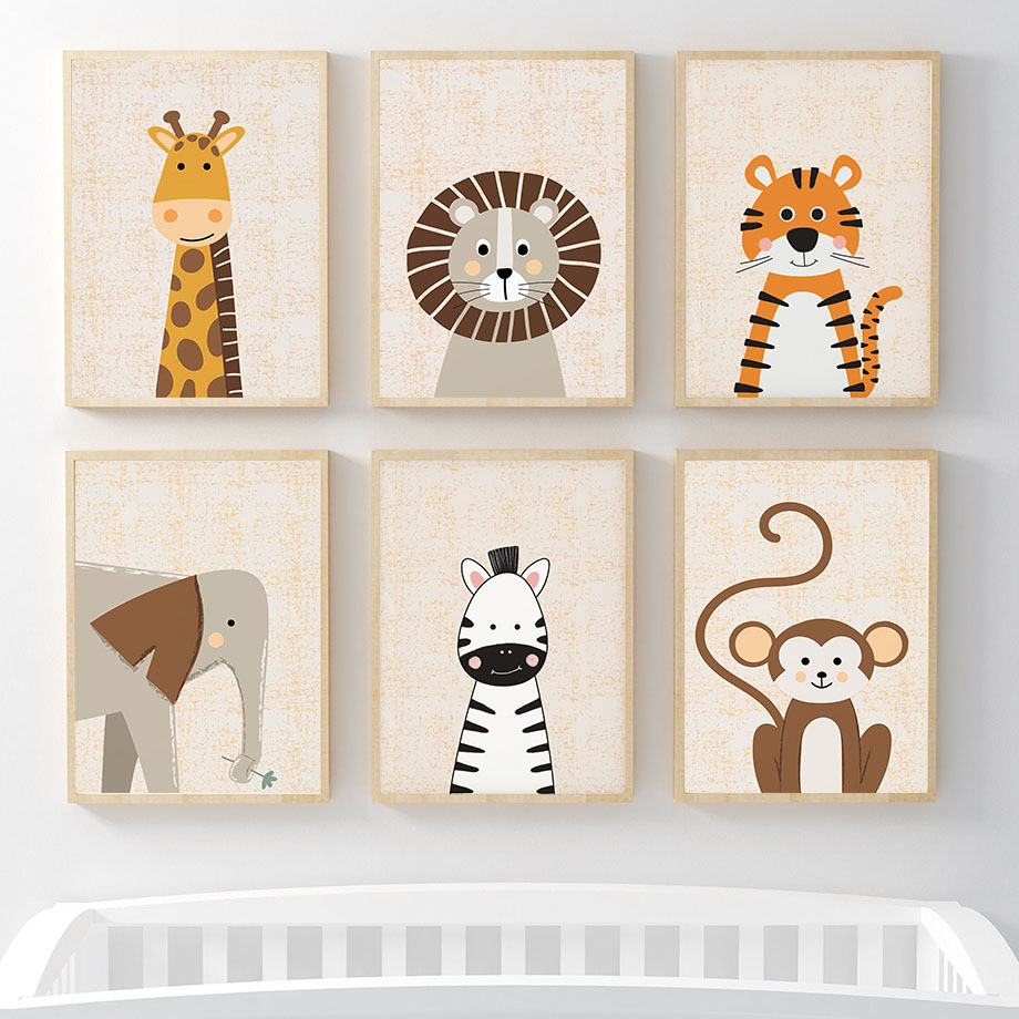 Картины на холсте с изображени – обзор и цена Baby Nursery Animal Prints